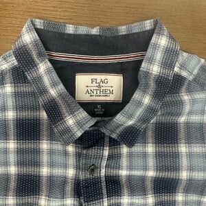 Flag & Anthem - Men’s Blue and White Plaid Button-Down Shirt XL